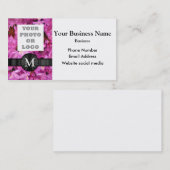 フォトロゴのピンクのかわいらしフローラの花を追加 名刺 (正面/裏面)