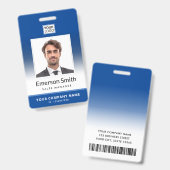 フォトロゴの青いグラデーションモダン従業員ID バッジ (表裏)