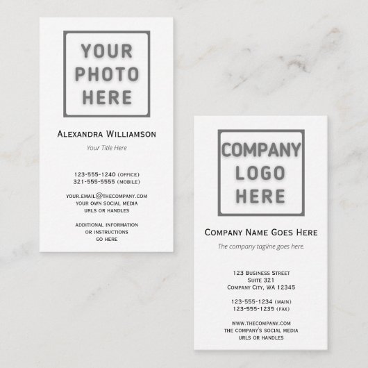 フォトロゴテンプレートプレーン両面縦型 名刺 (正面/裏面)