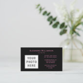 フォトロゴテンプレート両面ピンク文字ブラック 名刺 (スタンド正面)