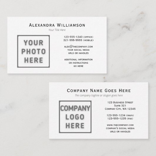 フォトロゴテンプレート水平（前面と背面） 名刺 (正面/裏面)