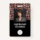 フォトロゴバーコードバラ金ゴールドブラックレオパード印刷 バッジ (正面)