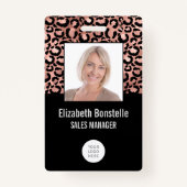 フォトロゴバーコードバラ金ゴールドブラックレオパード印刷 バッジ (正面)