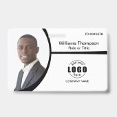 フォトロゴバーコード従業員の白黒 バッジ (正面)