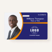 フォトロゴバーコード従業員オレン企業のジ バッジ (正面)