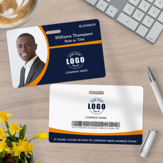 フォトロゴバーコード従業員オレン企業のジ バッジ