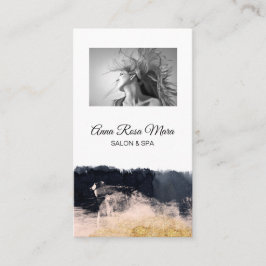 *~*フォトロゴ抽象芸術金ゴールドホワイトシック 名刺