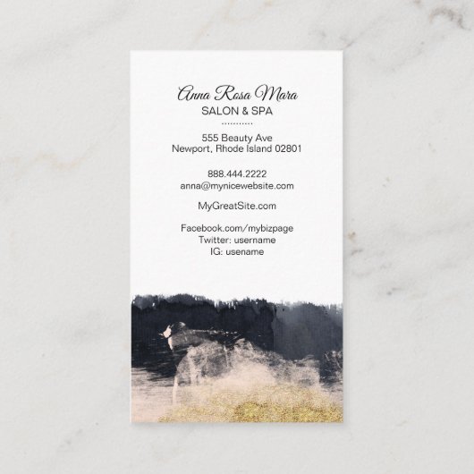 *~*フォトロゴ抽象芸術金ゴールドホワイトシック 名刺 (裏面)