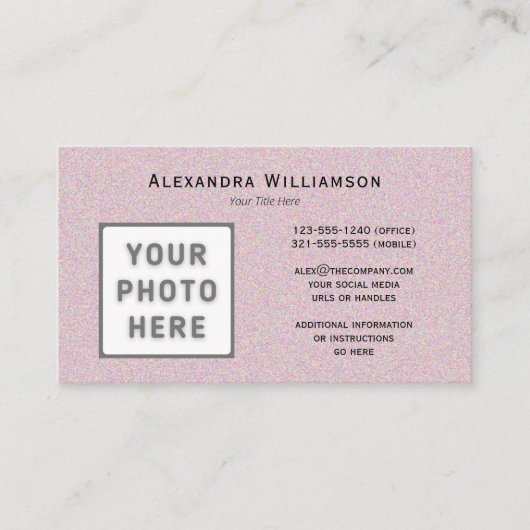フォトロゴ横両面グリッタリーピンク 名刺 (正面)