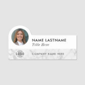 フォトロゴ灰色の白い大理石のタイトルスタイリッシュ 名札 (正面)