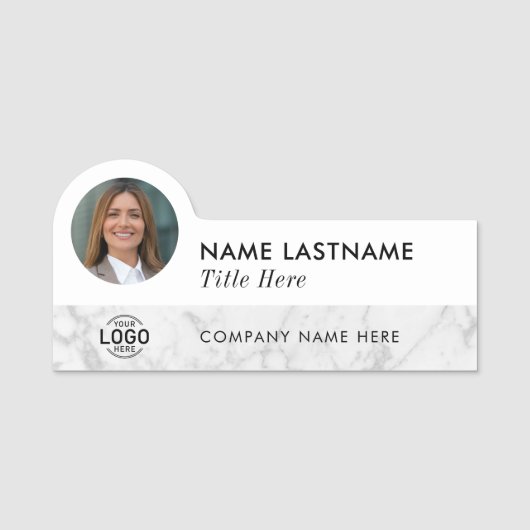 フォトロゴ灰色の白い大理石のタイトルスタイリッシュ 名札 (正面)