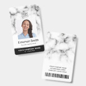 フォトロゴ白大理石黒の従業モダン員ID バッジ (正面&裏面)