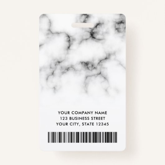 フォトロゴ白大理石黒の従業モダン員ID バッジ (裏面)