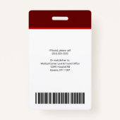 フォトロゴ赤色のテンプレート社員名ナースID バッジ (裏面)