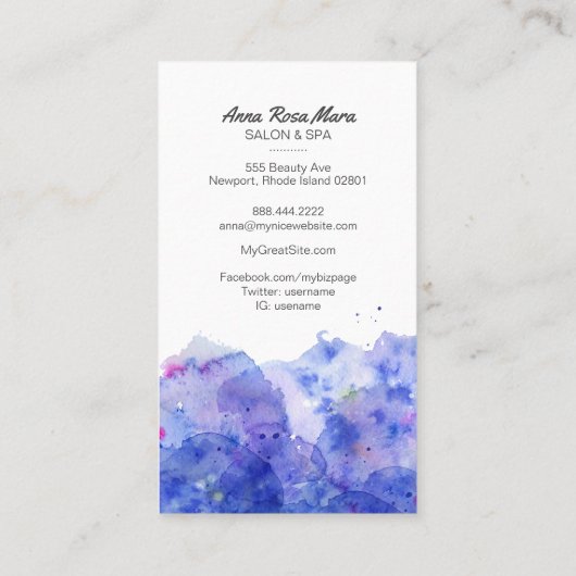 *~*フォトロゴ青紫水彩色シックガーリー 名刺 (裏面)