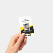 フォトロゴ黄色の黒いテンプレート企業の名ID バッジ (手持ち)