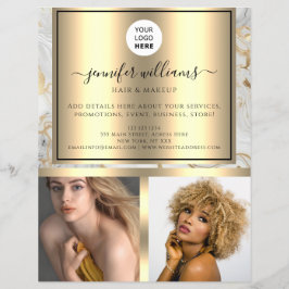 フォトロゴQRコードプロモーション金ゴールド大理石モダン チラシ