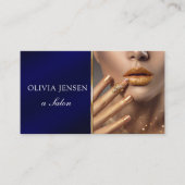 フォトロゴQRコードモダンダークブループロフェッショナル 名刺 (正面)