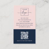 フォトロゴQRコードモダンダークブループロフェッショナル 名刺 (裏面)