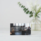 フォトロゴQRコードモダンプロフェッショナル黒 名刺 (スタンド正面)