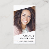 フォトロゴQRコードモダン白プロフェッショナル 名刺 (正面)