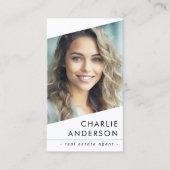 フォトロゴQRコードモダン白プロフェッショナル 名刺 (正面)