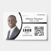 フォトロゴQRコード従業員の白黒 バッジ (正面)