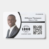 フォトロゴQRコード従業員の白黒 バッジ (正面)