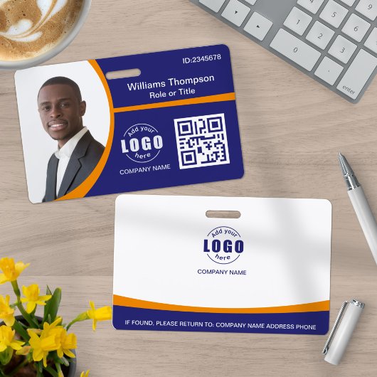 フォトロゴQRコード従業員オレン企業のジ バッジ