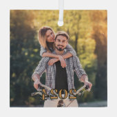 フォトロマンチックなカップルのクリスマス ガラスオーナメント (裏面)