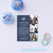 フォトロモダンゴQRネイビーブルー企業のビジネス チラシ (シングル)