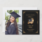 フォトロースクール弁護士卒業モダンブラック 案内状 (正面)