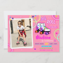 フォトローラー誕生日の招待ガールパーティー招待状 招待状