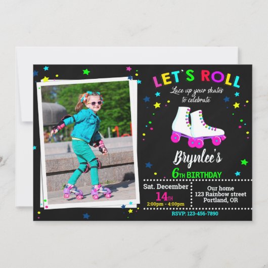 フォトローラー誕生日の招待Sk8招待 招待状 (正面)