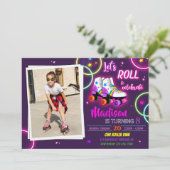 フォトローラー誕生日招待状 女の子のパーティー招待 招待状 (スタンド正面)