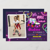 フォトローラー誕生日招待状 女の子のパーティー招待 招待状 (正面/裏面)