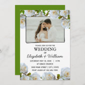 フォトロ結婚マンティックホワイトフラワーズ招待状 招待状 (正面/裏面)