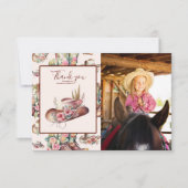 フォトワイルドウェスト女性のカーボーイカントリーウェスタン誕生日 サンキューカード (正面)