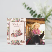 フォトワイルドウェスト女性のカーボーイカントリーウェスタン誕生日 サンキューカード (スタンド正面)