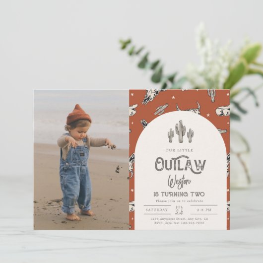 フォトワイルドウェスト誕生日招待状 |カウボーイ 招待状 (スタンド正面)