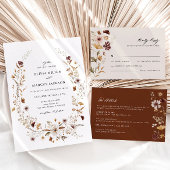 フォトワイルドフラワーウェディング日付保存招待状 招待状