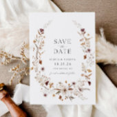 フォトワイルドフラワーウェディング日付保存招待状 招待状