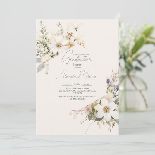 フォトワイルドフラワーエレガントセージ卒業 招待状 (スタンド正面)