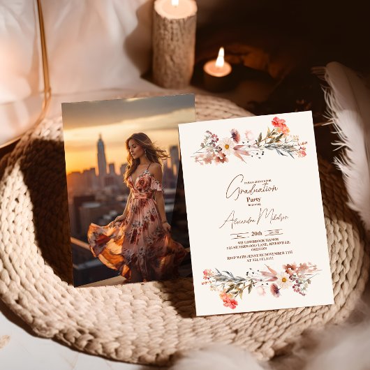 フォトワイルドフラワーズボタニカル卒業 招待状