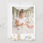 フォトワイルドフラワーバニー誕生日サンキューカード 招待状 (裏面)