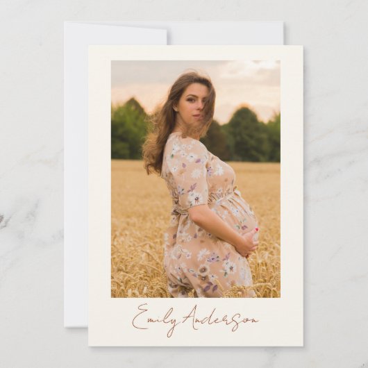 フォトワイルドフラワーベビーイン開花ベビーシャワー 招待状 (裏面)