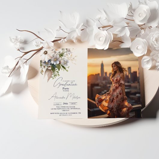 フォトワイルドフラワーボホガーデン卒業 招待状