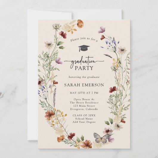 フォトワイルドフラワー卒業パーティー 招待状 (正面)