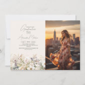 フォトワイルドフラワー卒業ボホカントリーフローラ 招待状 (正面)