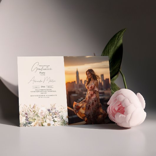 フォトワイルドフラワー卒業ボホカントリーフローラ 招待状